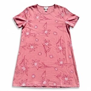 NWT Freeport Studios Rose Pink 100% Linen Floral Garment-Dyed Dress – Size 3X